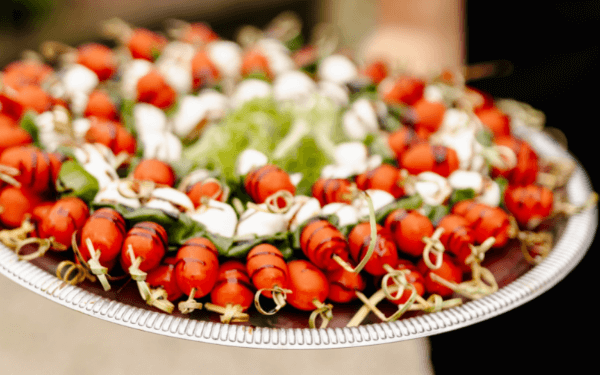 Caprese hors d'oeuvres served at an event catering by Green Mill Catering