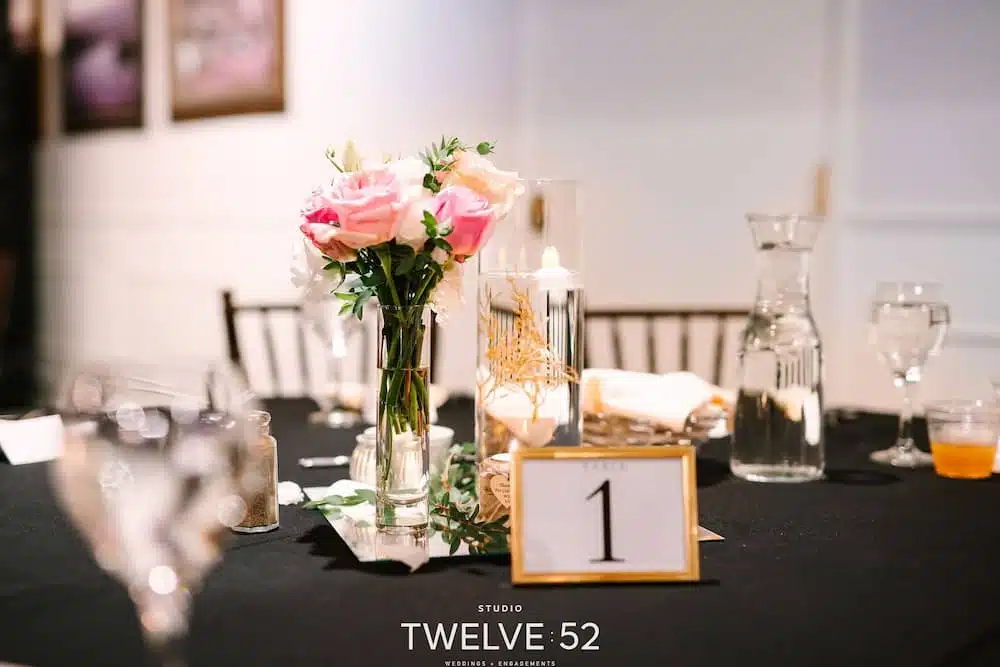 Pink rose place setting